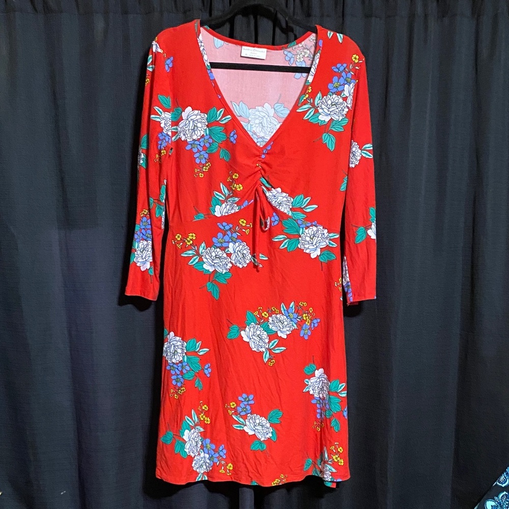 Bobbie Brooks Red Floral Long Sleeve Dress